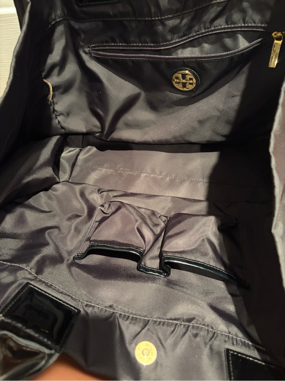 Tory Burch Black Logo Nylon Tote large - Picture 7 of 8